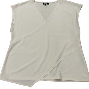 DKNY White Asymmetrical Sleeveless Blouse Size XL